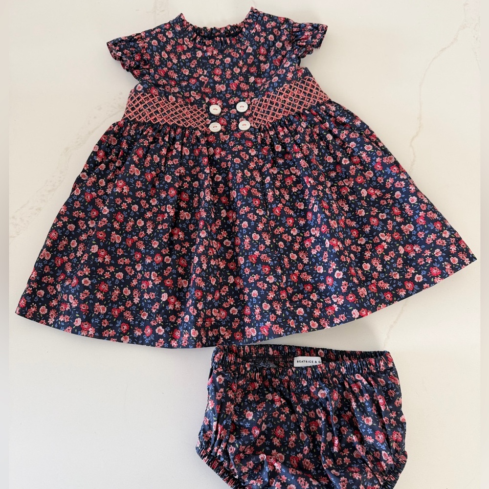 Beatrice & George Floral Baby Dress with Bloomers